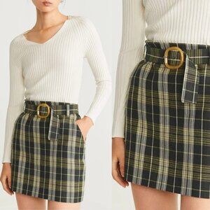 Mango Plaid Lined Mini Skirt Size XS